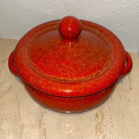 De Silva Italy Large Baking Casserole Dish Red Terracotta Pot with Lid - Picture 2 of 15
